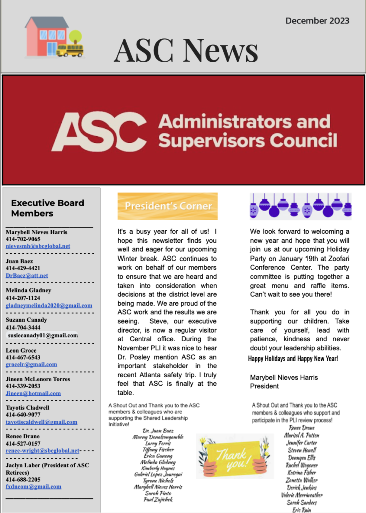 ASC December 2023 Newsletter